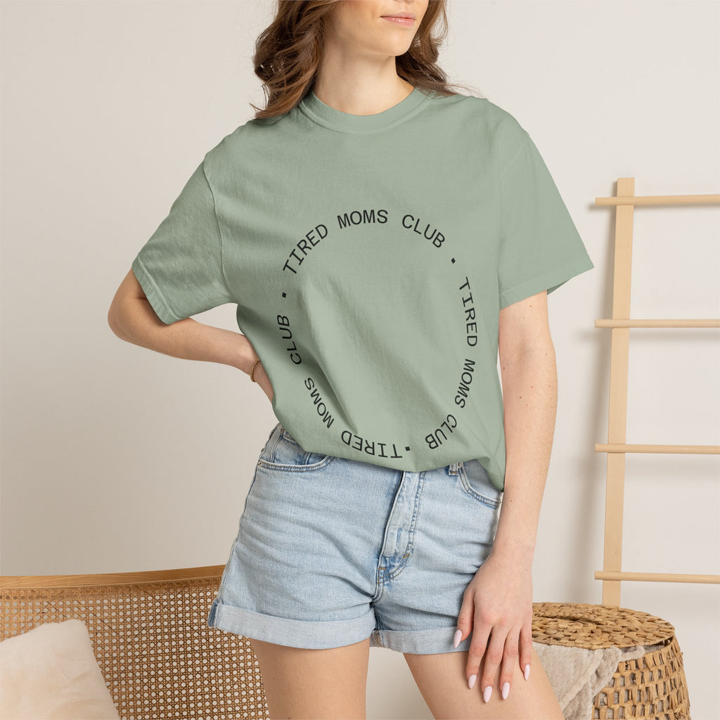 T-shirt — "Tired Moms Club" Minimal Circle Graphic