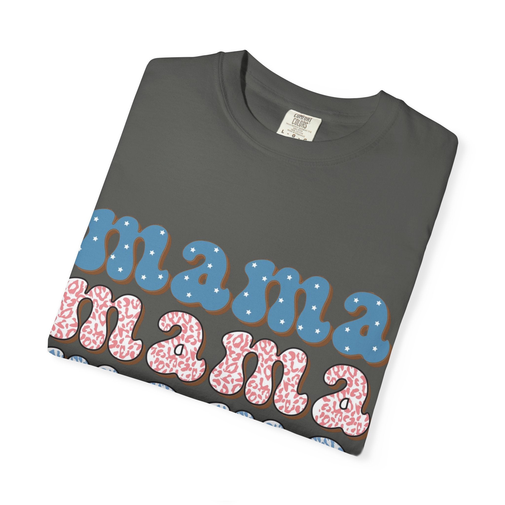Mama Retro Stack T-Shirt — Vintage Rainbow 'mama' Graphic, Independence Day