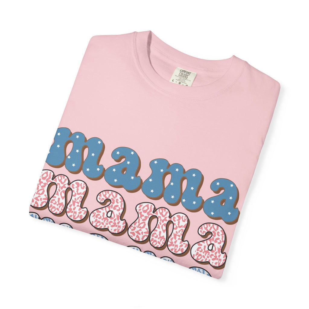 Mama Retro Stack T-Shirt — Vintage Rainbow 'mama' Graphic, Independence Day