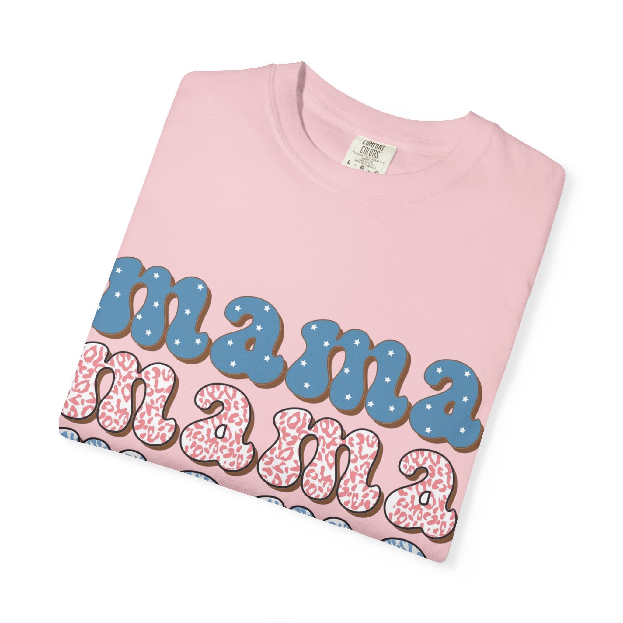Mama Retro Stack T-Shirt — Vintage Rainbow 'mama' Graphic, Independence Day