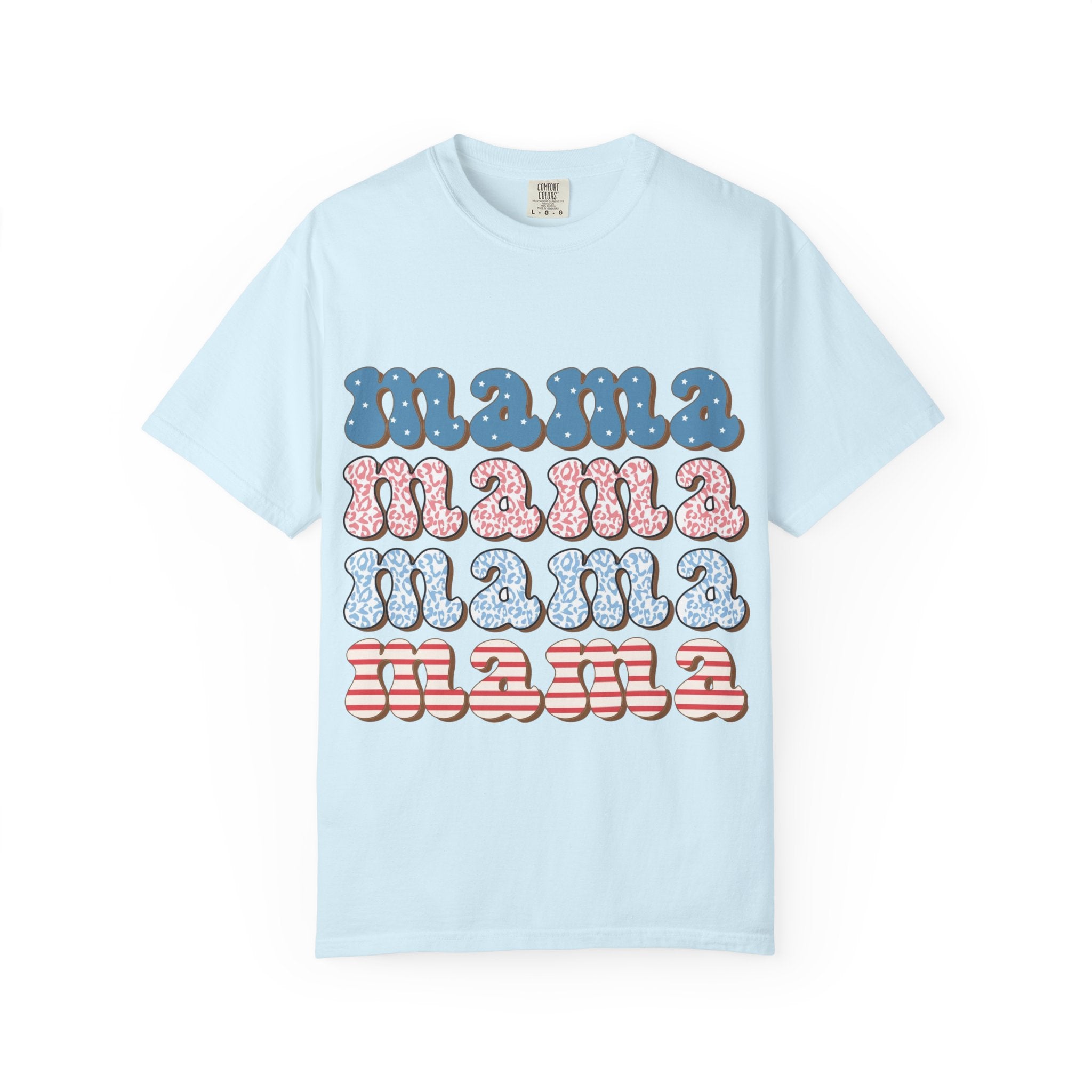 Mama Retro Stack T-Shirt — Vintage Rainbow 'mama' Graphic, Independence Day
