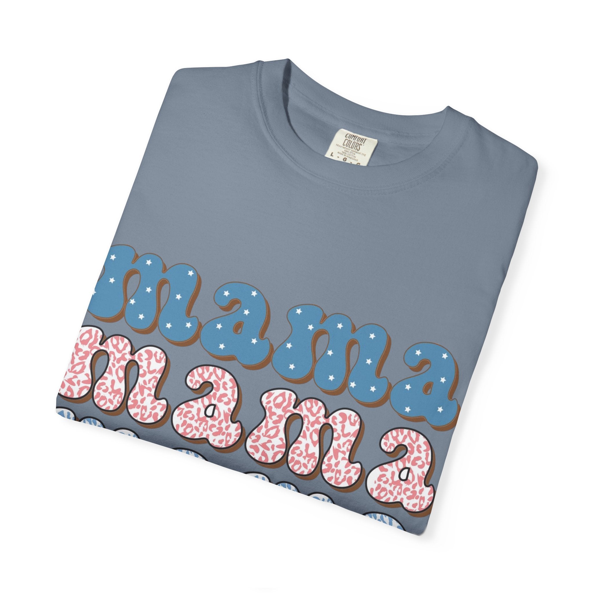 Mama Retro Stack T-Shirt — Vintage Rainbow 'mama' Graphic, Independence Day