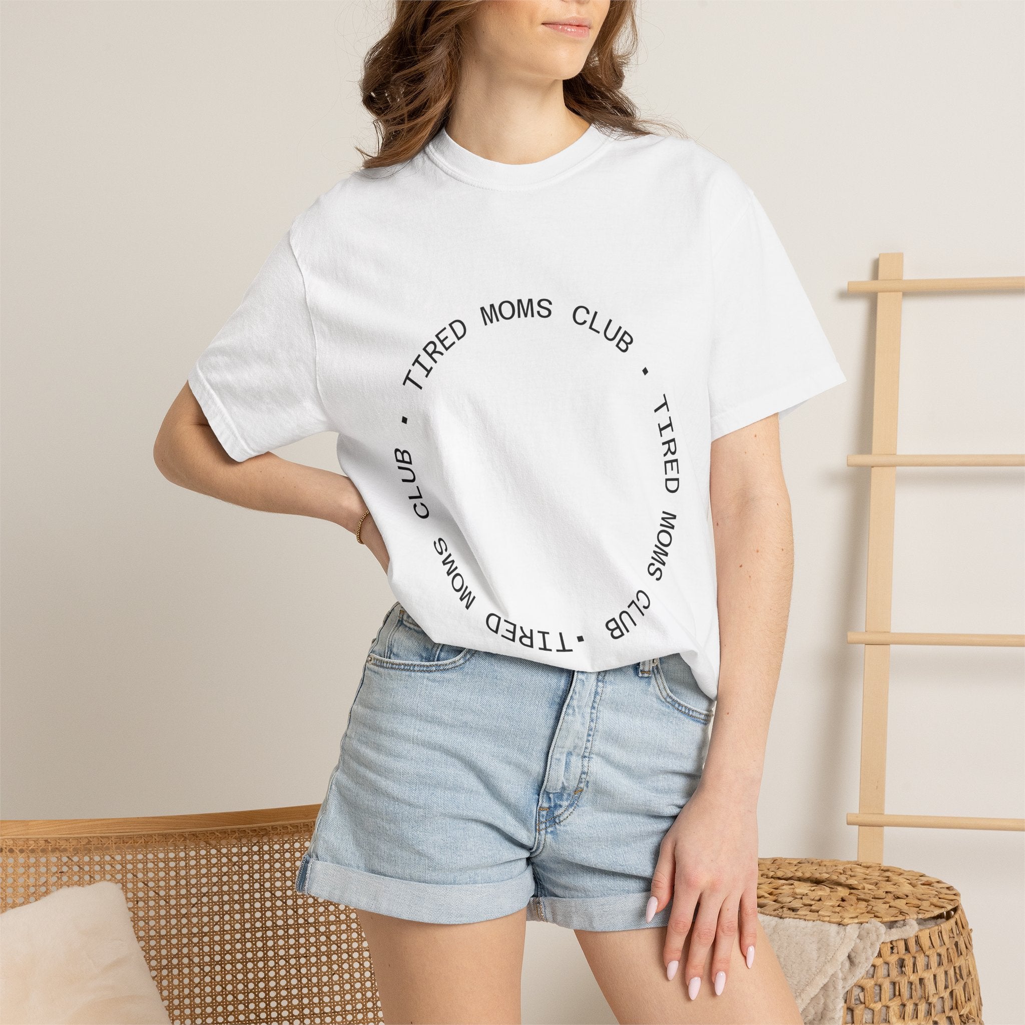 T-shirt — "Tired Moms Club" Minimal Circle Graphic
