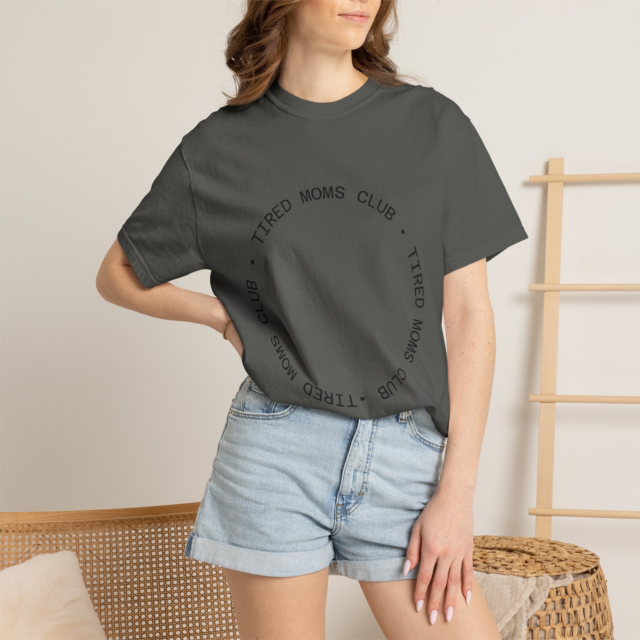 T-shirt — "Tired Moms Club" Minimal Circle Graphic