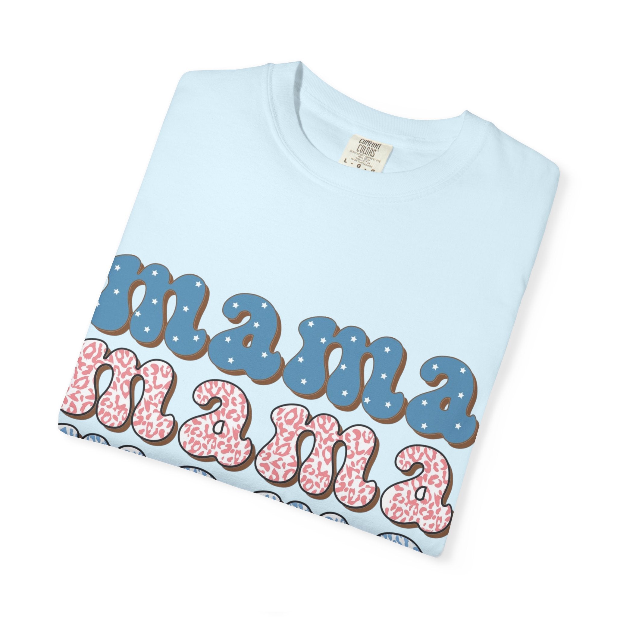 Mama Retro Stack T-Shirt — Vintage Rainbow 'mama' Graphic, Independence Day
